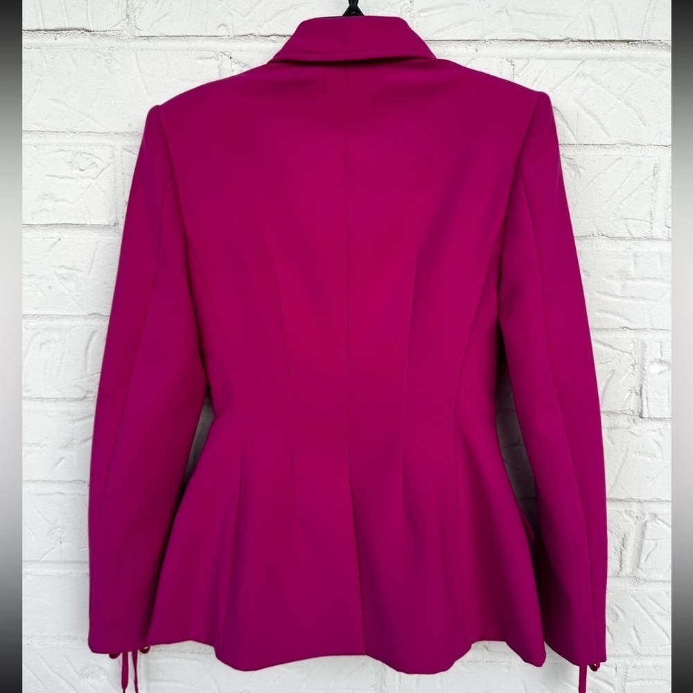 New Moschino Bondage Lacing Crepe Hot Pink Blazer Size 4 - Picture 4 of 16